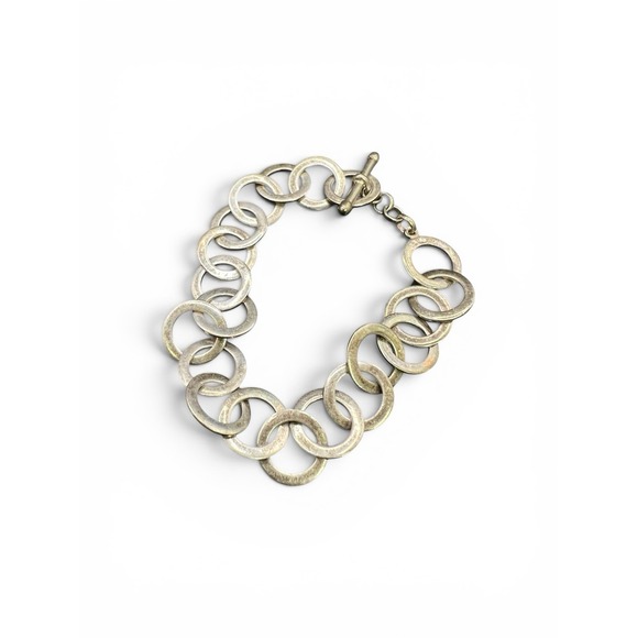 Charles Addison Jewelry - Charles Addison Sterling Silver Hammered Circle Link Toggle Bracelet 8" 22.6g